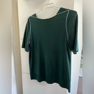 COS Dark Green w White Piping Short Sleeve Top
